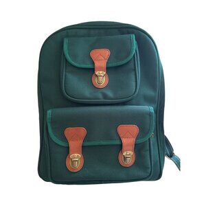 Brookstone Picnic Backpack Set With Accessories & Green Checkered Pattern